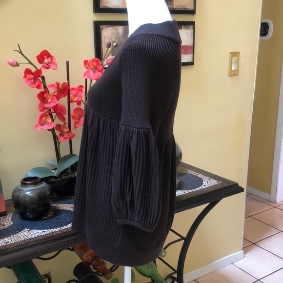 Alice & Olivia Chocolate Brown Baby Doll Wool Bell Sleeve Hippie Type Sweater S - Picture 8 of 14